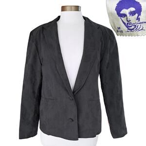 Vintage 80s Betsey Johnson Punk Label Black Floral Jacquard Blazer Size Medium